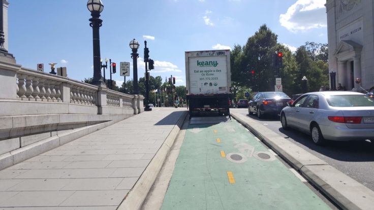 20190907_144619 Delivery truck blocking protected bike lane